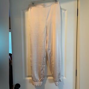Satin Jogger Pants in Cream
